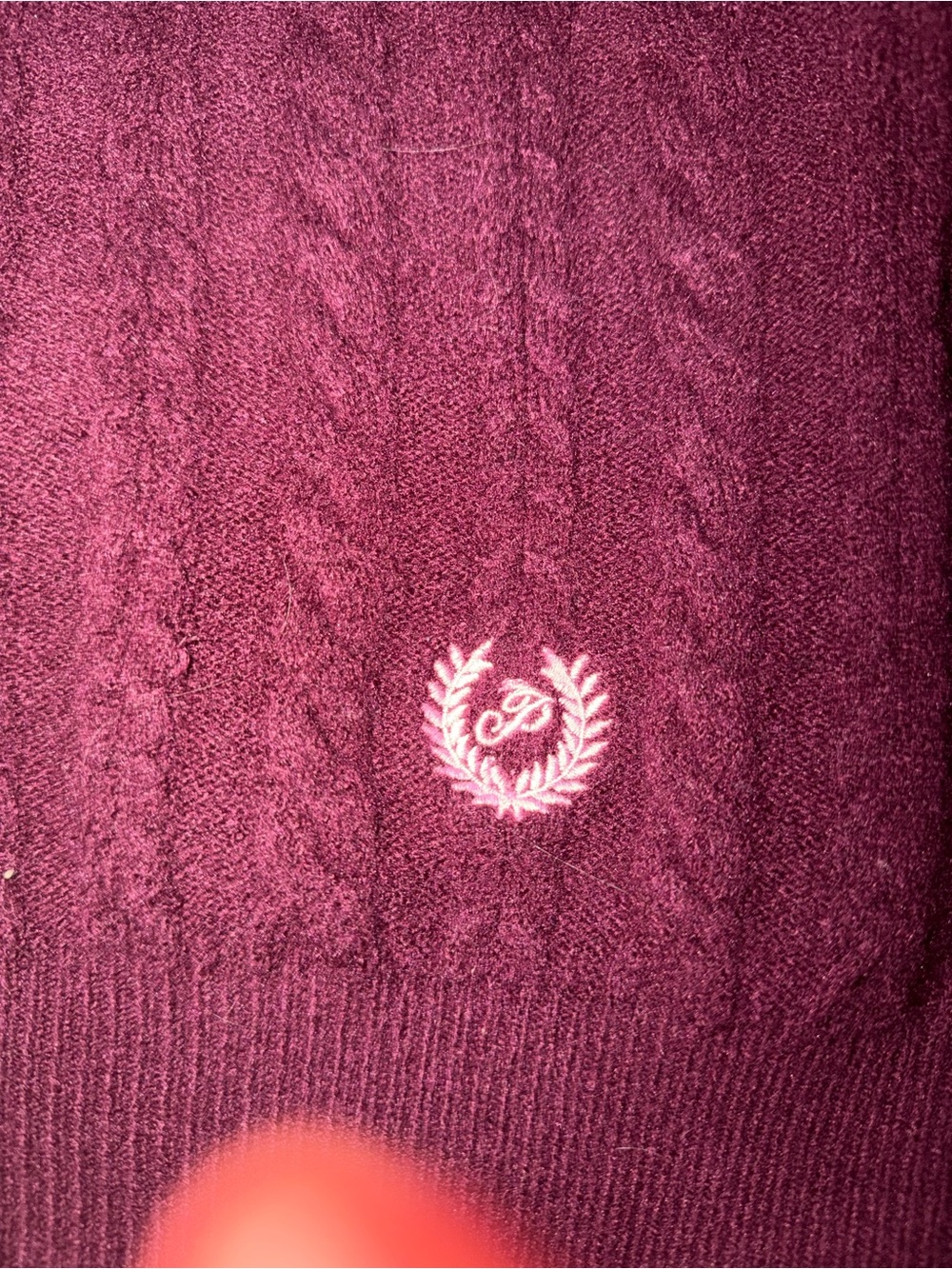 PINK Victoria's Secret Burgundy Cable-Knit Cropped Cardigan - Picture 2 of 3